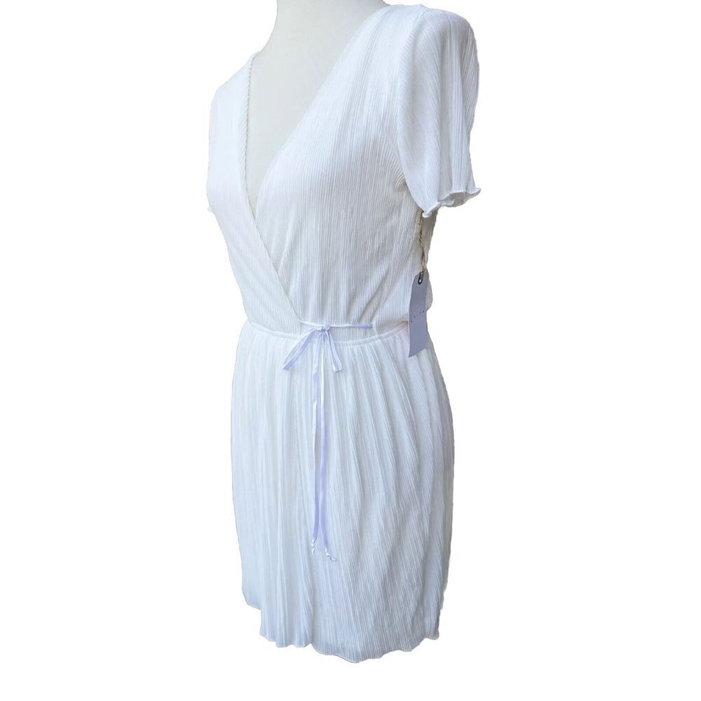 Leith Women's Ivory Pleat Surplice Wrap Dress Size XS - Picture 5 of 16